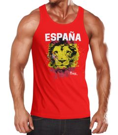 Herren Tanktop Fanshirt Spanien EM WM Fußball Löwe Flagge España MoonWorks®