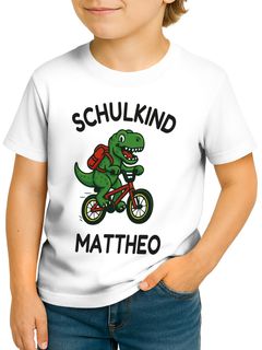 Kinder Jungen T-Shirt Schulkind 2025 mit Namen Dino Aufdruck personalisierbar Geschenkidee Schulanfang Moonworks®