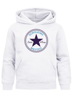 Kinder Hoodie Jungen Einschulung 2025 Stern Design Schulkind mit Wunschname personalisiert Jungengeschenke Schulstart Moonworks®