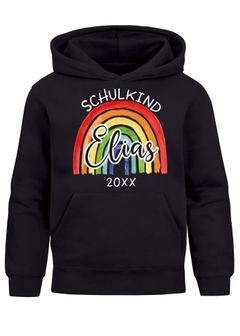 Kinder Hoodie Jungen Schulkind 2025 personalisierte Geschenke zur Einschulung Regenbogen mit Namen und Jahreszahl SpecialMe®