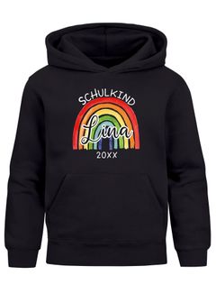 Kinder Hoodie Mädchen Einschulung personalisierte Geschenke zur Einschulung Schulkind 2025 Name Aquarell Regenbogen SpecialMe®