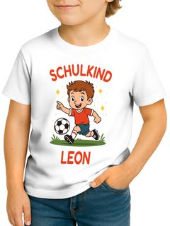 Kinder Jungen T-Shirt Einschulung2025 Fußball Print mit Namen personalisierbar Schulkind Geschenkidee Schulanfang SpecialMe®