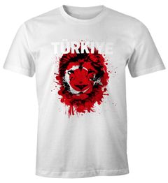 Herren T-Shirt Fanshirt Türkei Türkiye Turkey Fußball EM WM Löwe MoonWorks®