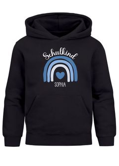Kinder Hoodie Mädchen Schulkind 2025 Regenbogen Herz Einschulung Geschenk personalisiert mit Namen Errste Klasse SpecialMe®