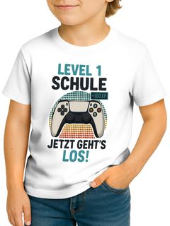 Kinder Jungen T-Shirt Einschulung 2025 Gamer Zocker Controller-Grafik Schulkind Geschenkidee Schulanfang Moonworks®