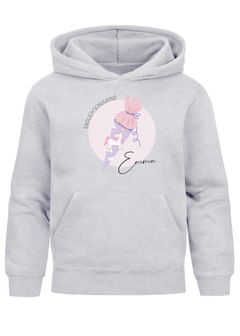 Kinder Hoodie Mädchen Geschenkidee Einschulung Schultüte-Grafik mit Name personalisiert Schriftzug Endlich Schulkind 2025 SpecialMe®