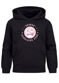Kinder Hoodie Mädchen Schulkind 2025 Comic-Grafik Smile personalisiert mit Name Jahreszahl  Geschenke zur Einschulung Moonworks®