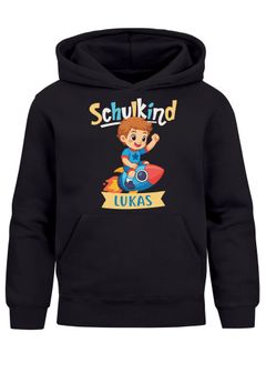 Kinder Hoodie Jungen Schriftzug Schulkind Dinosaurier Raumfahrt Sport Geschenke zur Einschulung personalisiert Schulanfänger 2025 SpecialMe®