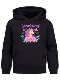 Kinder Hoodie Mädchen Schulkind 2025 Einhorn Blumen Einschulung Geschenke mit Einschulungsjahr personalisiert SpecialMe®