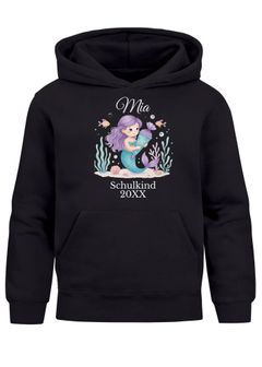 Kinder Hoodie Mädchen Schulkind 2025 Prinzessin Fee Mermaid mit Name Jahreszahl personalisiert Einschulungsgeschenk SpecialMe®