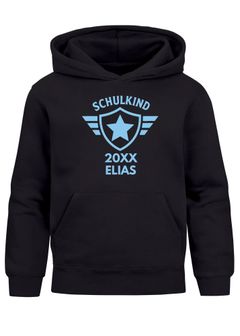Kinder Hoodie Jungen Einschulung personalisiert Schriftzug Schulkind 2025 Jahreszahl und Name anpassbar Jungengeschenke Moonworks®