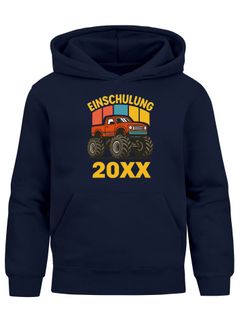 Kinder Hoodie Jungen Einschulung 2025 Monstertruck Piickup Auto personalisiert mit Jahreszahl Jungengeschenke Moonworks®