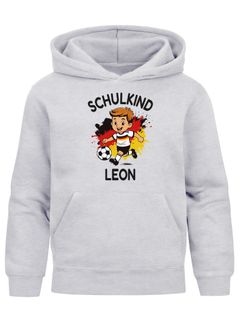 Kinder Hoodie Jungen Einschulung Schulkind 2025 personalisiert mit Name Geschenkidee für kleine Fussball -Fans Moonworks®