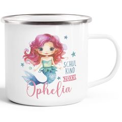 Kinder-Tasse Emaille Schulkind 2025 Einschulung personalisiert mit Jahr und Name Namenstasse individuelle Geschenke SpecialMe®