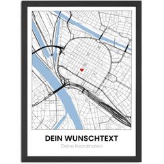 Poster Koordinaten Geschenk Stadtplan Landkarte personalisiert mit Wunschtext Geschenkidee für Sie und Ihn Partner Beste Freunde SpecialMe®