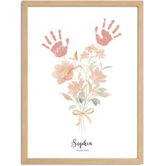 Babyposter mit Fußabdruck Handabdruck - personalisiertes Blumenposter Geschenke zur Geburt & Taufe SpecialMe®