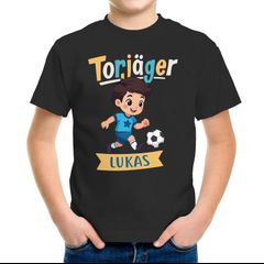 Kinder T-Shirt Fußball personalisiert – Torjäger Motiv mit Name – Geschenk für Jungen – Shirt für Geburtstag oder Einschulung Moonworks®
