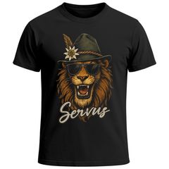 Herren T-Shirt für das Oktoberfest Servus Party Löwe Trachtenshirt Bierfest Outfit mit Statement Spruch Saufen lustig Moonworks®
