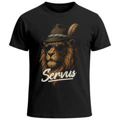 Herren T-Shirt für das Oktoberfest Servus Löwe Fun-Shirt Trachtenshirt Bierfest Outfit Statement Spruch Saufen lustig Moonworks®
