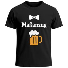 Herren T-Shirt für das Oktoberfest Maßanzug mit Bierkrug & Fliege Fun-Shirt Trachtenshirt Bierfest Outfit Statement Spruch Saufen lustig Moonworks®