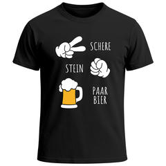 Herren T-Shirt für das Oktoberfest Schere Stein Paar Bier Fun-Shirt Trachtenshirt Bierfest Outfit Statement Spruch Saufen lustig Moonworks®