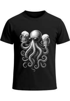Herren T-Shirt für das Oktoberfest Oktopus mit Bierkrügen Fun-Shirt Trachtenshirt Bierfest Outfit Saufen lustig Moonworks®