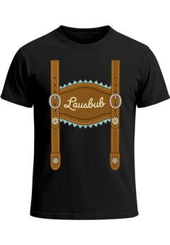 Herren T-Shirt für das Oktoberfest Lausbub Lederhose Fun-Shirt Trachtenshirt Bierfest Outfit Statement Spruch Saufen lustig Moonworks®