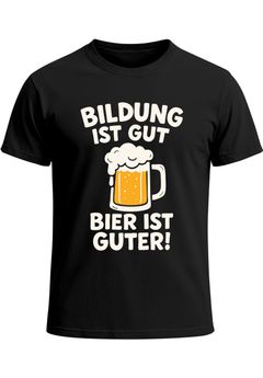 Herren T-Shirt für das Oktoberfest Bildung ist gut, Bier ist guter Fun-Shirt Trachtenshirt Bierfest Outfit Statement Spruch Saufen lustig Moonworks®