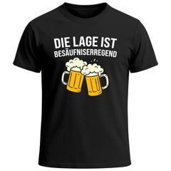 Herren T-Shirt für das Oktoberfest Die Lage ist besäufnis­erregend Bier Fun-Shirt Trachtenshirt Bierfest Outfit Statement Spruch Saufen lustig Moonworks®