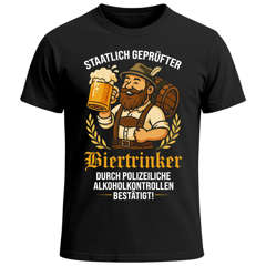 Herren T-Shirt für das Oktoberfest Staatlich geprüfter Biertrinker Fun-Shirt Trachtenshirt Bierfest Outfit Statement Spruch Saufen lustig Moonworks®