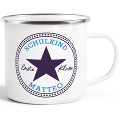 Kinder-Tasse Emaille Einschulung personalisiert Namenstasse Schulkind 2025 individuelle Geschenke Schulanfang SpecialMe®