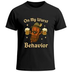 Herren T-Shirt für das Oktoberfest On My Wurst Behavior Fun-Shirt Trachtenshirt Bierfest Outfit Statement Spruch Saufen lustig Moonworks®