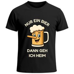 Herren T-Shirt für das Oktoberfest Nur ein Bier dann geh ich heim Pinocchio Bier Fun-Shirt Trachtenshirt Bierfest Outfit Statement Spruch Saufen lustig Moonworks®