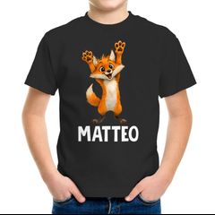 Kinder T-Shirt Fuchs mit Name – Personalisiertes Shirt für Jungen – Tiermotiv bedruckt – Geschenk zur Einschulung oder Geburtstag Moonworks®
