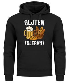 Hoodie Herren für das Oktoberfest Gluten Tolerant Bier Ersatz Tracht Pullover Volksfest Bierfest Outfit Spruch Lustig Moonworks®