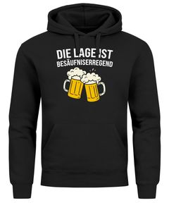 Hoodie Herren für das Oktoberfest – Die Lage ist Besäufniserregend – Ersatz Tracht Pullover Volksfest Bierfest Outfit Spruch Lustig Moonworks®