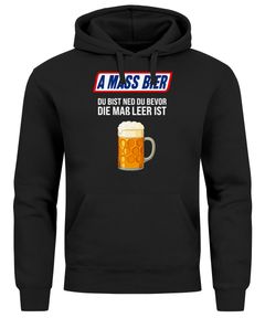 Hoodie Herren für das Oktoberfest – Du bist ned du bevor die Maß leer ist – Ersatz Tracht Pullover Volksfest Bierfest Outfit Spruch Lustig Moonworks®