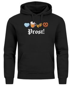 Hoodie Herren für das Oktoberfest Prost und Wiesn Symbole Ersatz Tracht Pullover Volksfest Bierfest Outfit Spruch Lustig Moonworks®