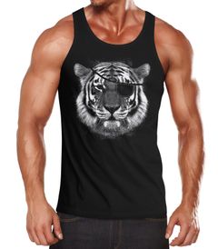 Stylishes Herren Tanktop Tiger Augenklappe Eye Patch Pirat Moonworks®