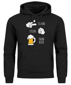 Hoodie Herren für das Oktoberfest – Schere Stein Paar Bier – Ersatz Tracht Pullover Volksfest Bierfest Outfit Spruch Lustig Moonworks®