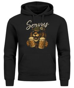 Hoodie Herren für das Oktoberfest Servus Löwe Maßkrüge Bier Ersatz Tracht Pullover Volksfest Bierfest Outfit Spruch Lustig Moonworks®
