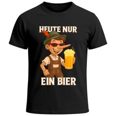 Herren T-Shirt für das Oktoberfest Heute nur ein Bier Pinocchio Fun-Shirt Trachtenshirt Bierfest Outfit Statement Spruch Saufen lustig Moonworks®