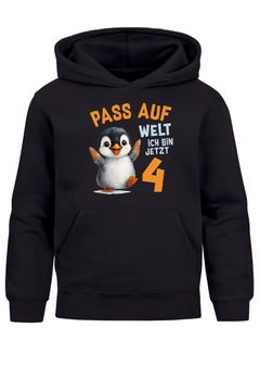 Kinder Hoodie Jungen Geburtstag Pinguin – Hurra ich bin jetzt X – personalisierter Geburtstags Hoodie mit Alter Geschenkidee für Jungen, Kinder Pullover personalisiert SpecialMe®