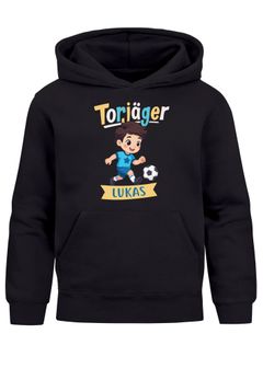 Kinder Hoodie Jungen Fußball Torjäger personalisiert mit Namen Sport Kapuzenpulli Geschenke Jungen SpecialMe®