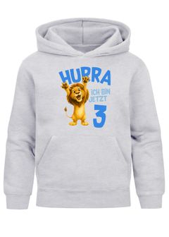 Kinder Hoodie Jungen Geburtstag – Hurra ich bin jetzt X – Löwe personalisierter Geburtstags Hoodie mit Alter Geschenkidee für Jungen, Kinder Pullover personalisiert SpecialMe®