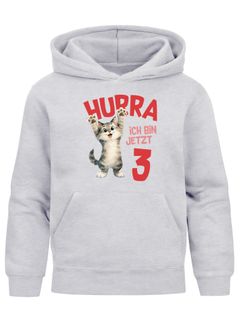 Kinder Hoodie Jungen Geburtstag Katze – Hurra ich bin jetzt X – personalisierter Geburtstags Hoodie mit Alter Geschenkidee für Jungen, Kinder Pullover personalisiert SpecialMe®