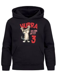 Kinder Hoodie Jungen Geburtstag Katze – Hurra ich bin jetzt X – personalisierter Geburtstags Hoodie mit Alter Geschenkidee für Jungen, Kinder Pullover personalisiert SpecialMe®
