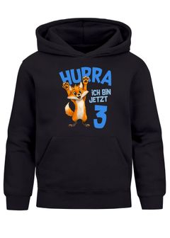 Kinder Hoodie Jungen Geburtstag Fuchs – Hurra ich bin jetzt X – personalisierter Geburtstags Hoodie mit Alter Geschenkidee für Jungen, Kinder Pullover personalisiert SpecialMe®