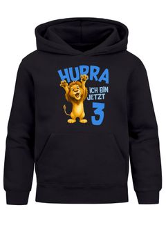 Kinder Hoodie Jungen Geburtstag Löwe – Hurra ich bin jetzt X – personalisierter Geburtstags Hoodie mit Alter Geschenkidee für Jungen, Kinder Pullover personalisiert SpecialMe®