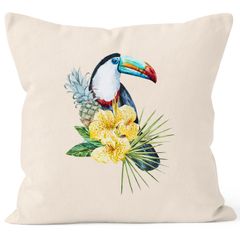 Kissenbezug Tucan Ananas Tropical Summer Jungle Paradise Pineapple Kissen-Hülle Deko-Kissen Autiga®